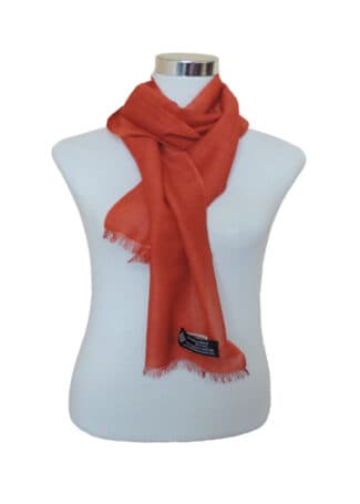 Crimson Himalayan pashmina shawl draped